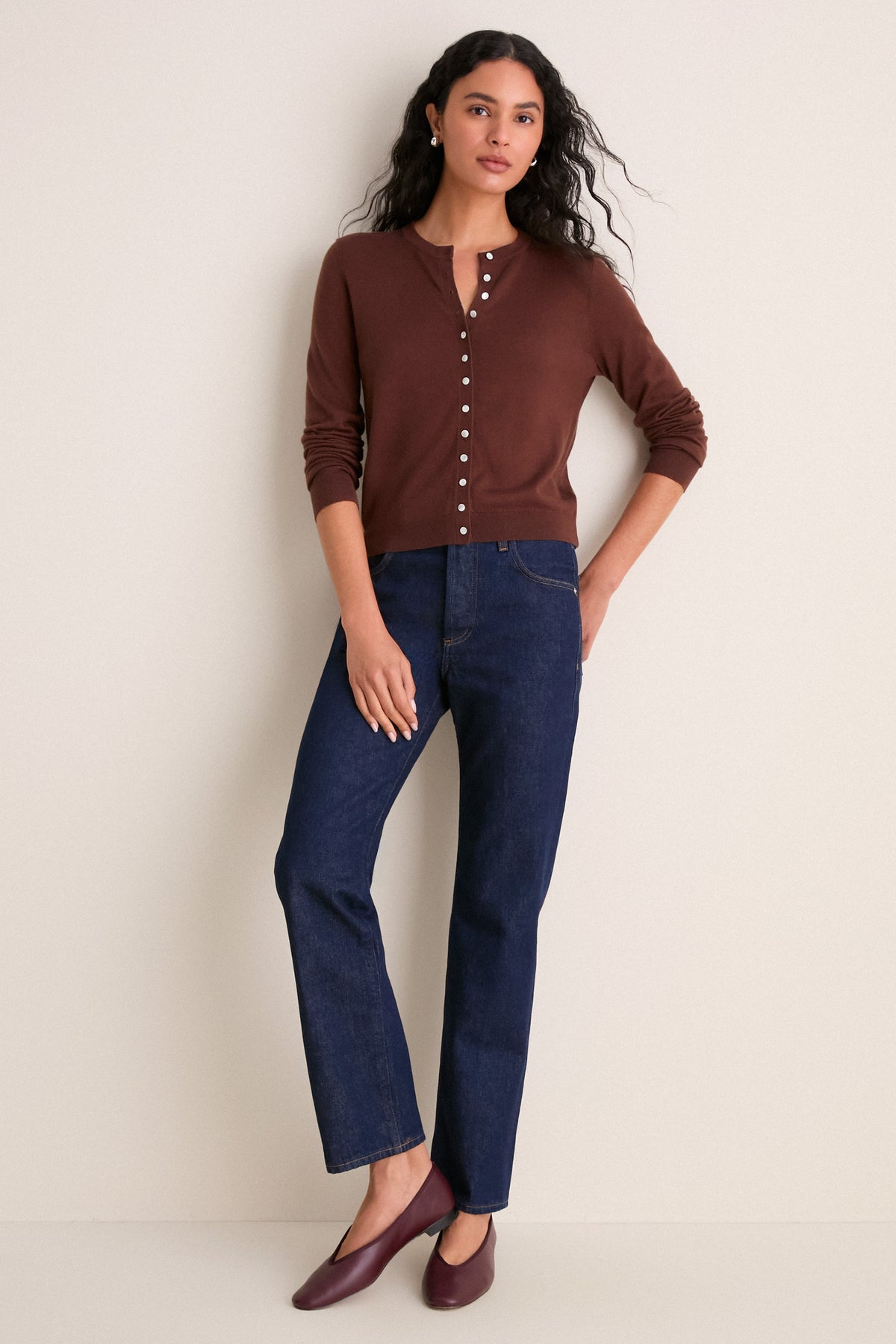Mahogany Cashmere Silk Spencer Cardigan