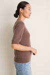 Mocha Cashmere Short Sleeve Noemie Sweater