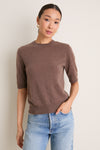 Mocha Cashmere Short Sleeve Noemie Sweater
