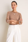 Mocha and Ivory Stripe Striped Long Sleeve Katie Tee