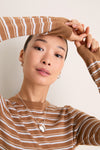 Mocha and Ivory Stripe Striped Long Sleeve Katie Tee