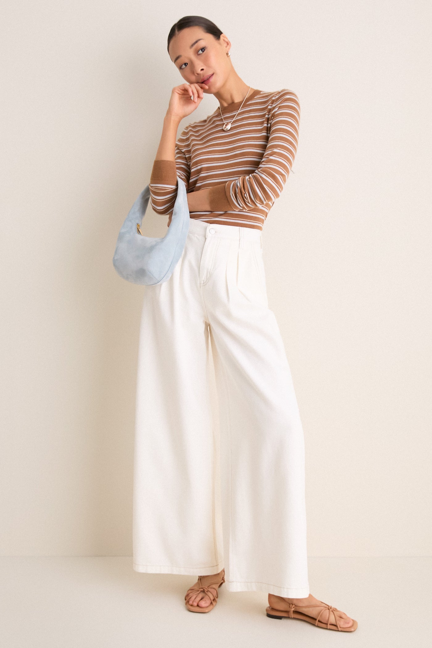 Mocha and Ivory Stripe Striped Long Sleeve Katie Tee