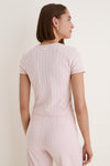 Petal Melange Pointelle Short Sleeve Cardigan