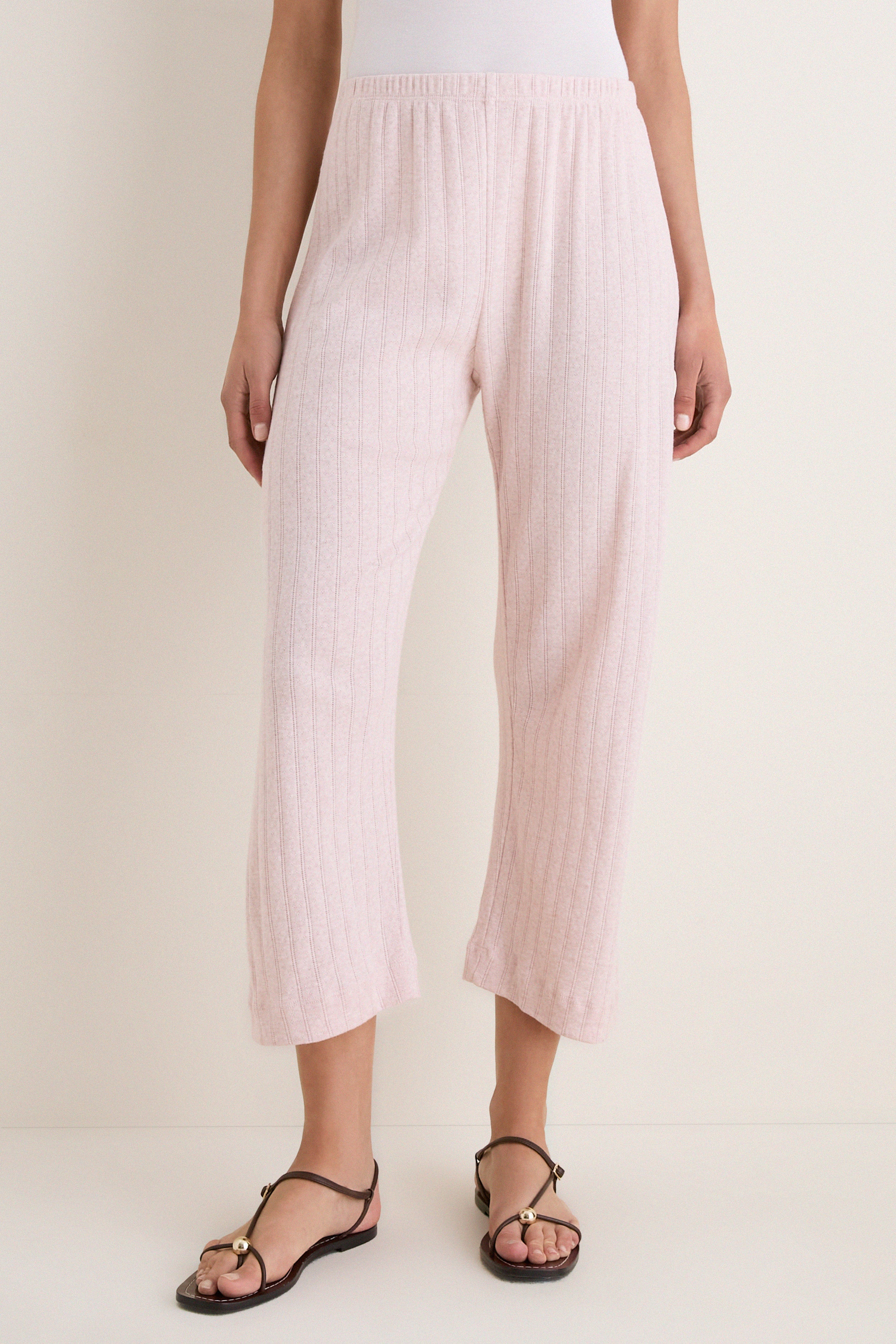 Petal Melange Pointelle Cropped Wide Leg Pant
