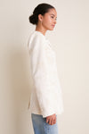 Egret Sateen Jacquard Long Button Blazer