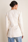 Egret Sateen Jacquard Long Button Blazer