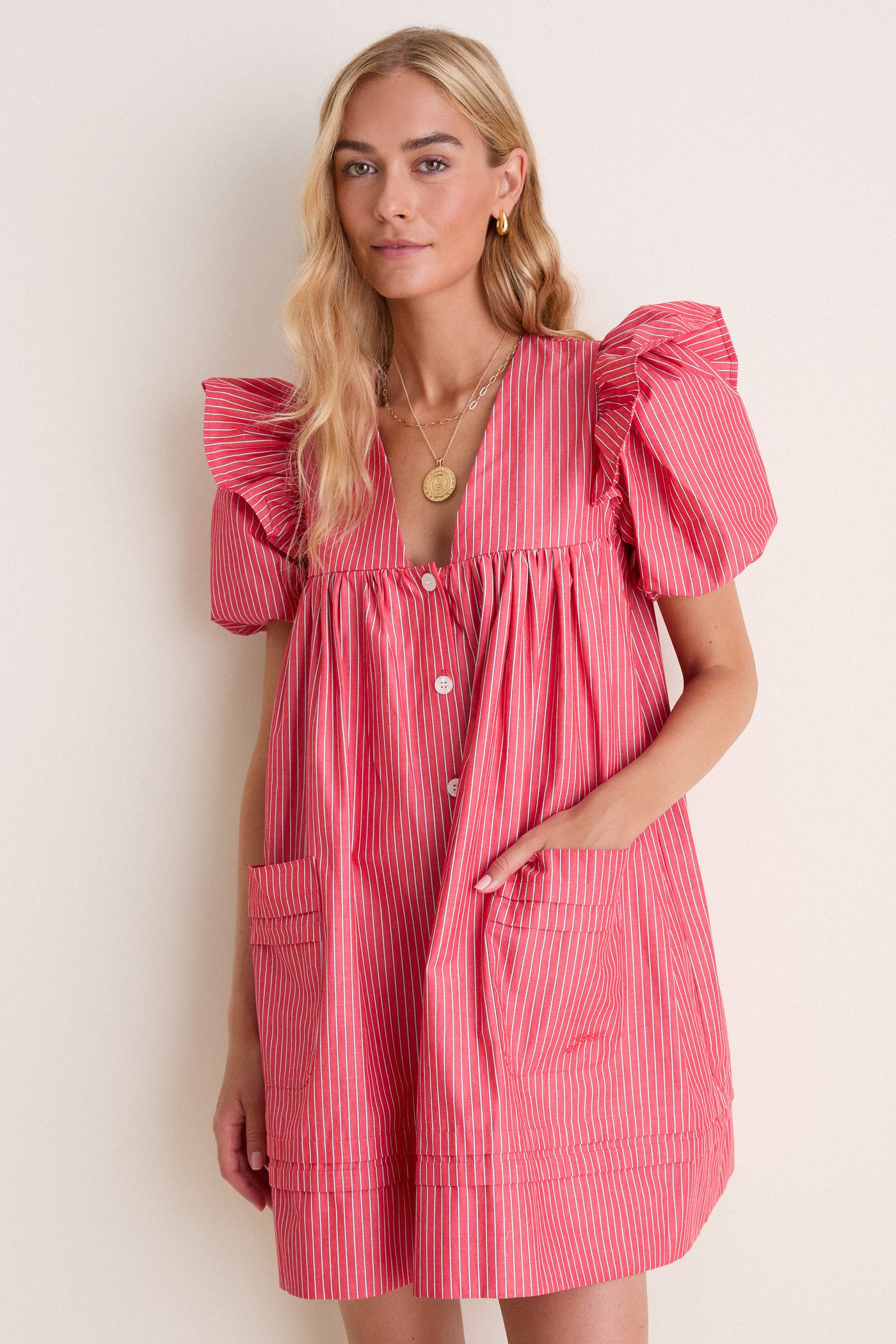 High Risk Red Oxford Stripe Angel Mini Dress