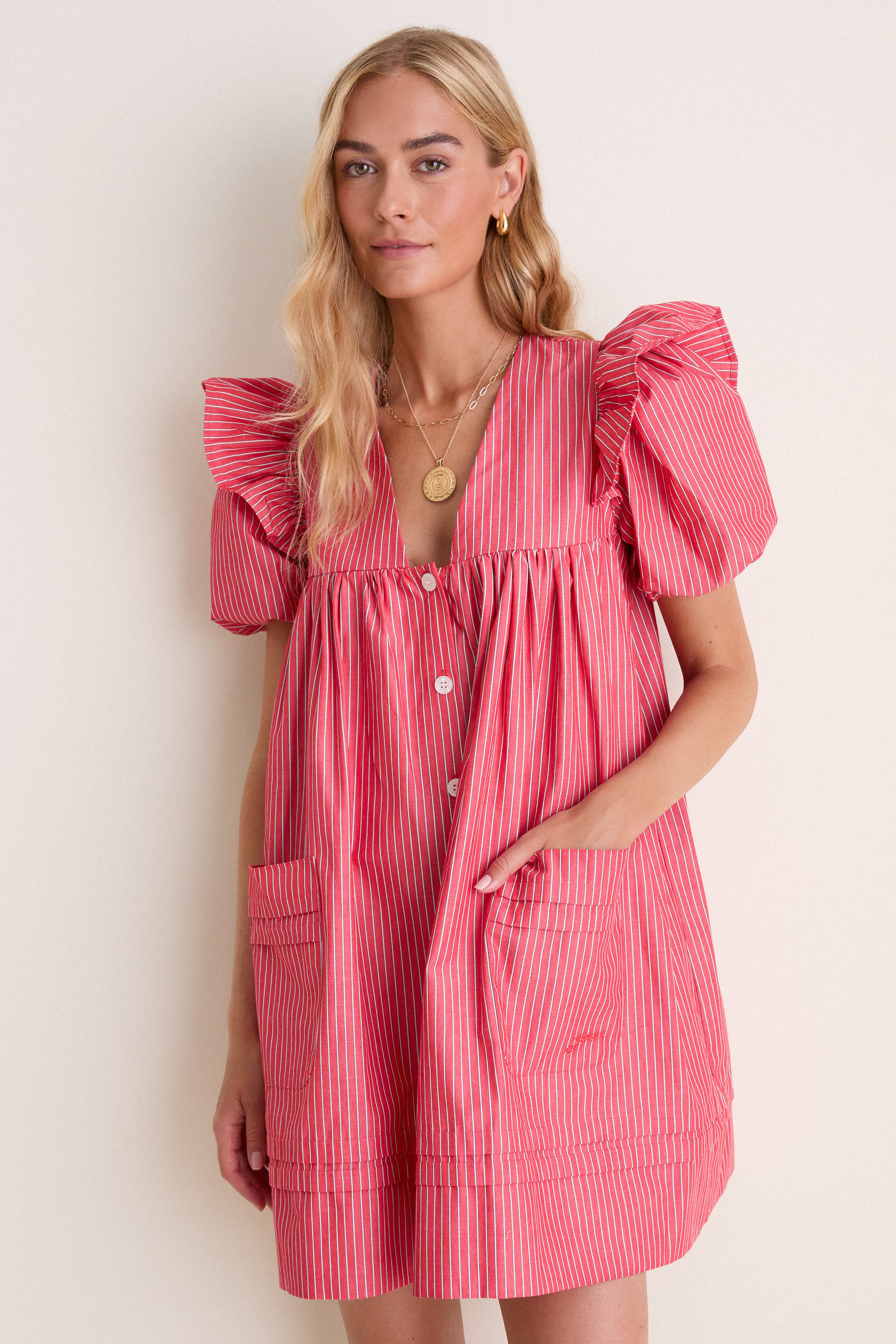 High Risk Red Oxford Stripe Angel Mini Dress