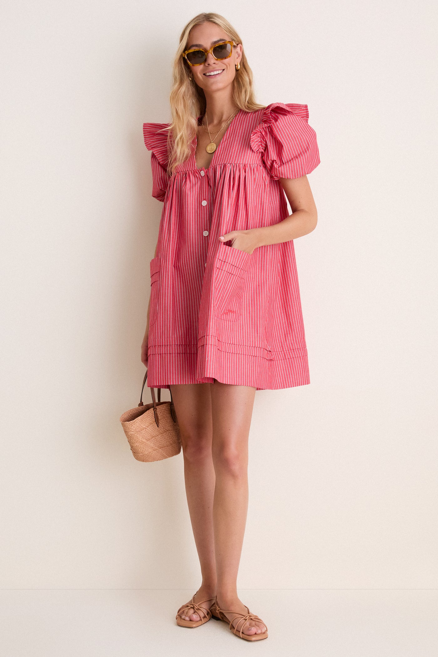 High Risk Red Oxford Stripe Angel Mini Dress