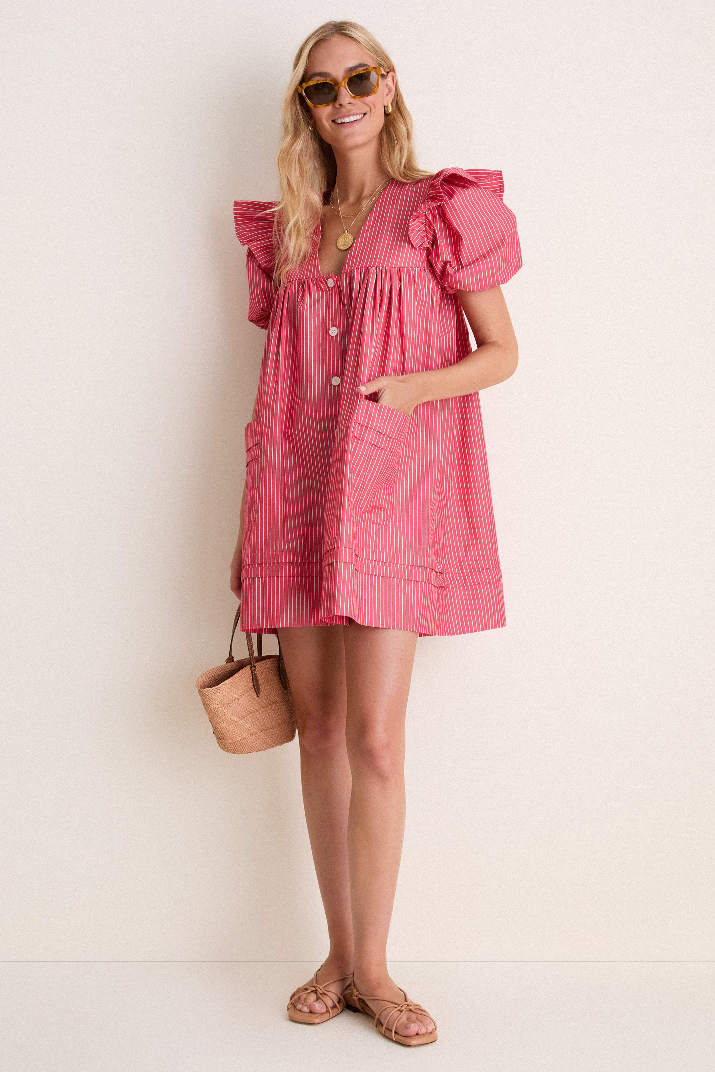 High Risk Red Oxford Stripe Angel Mini Dress
