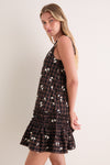 Cappuccino Yarn Dyed Check U-Neck Mini Dress