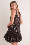 Cappuccino Yarn Dyed Check U-Neck Mini Dress