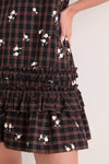 Cappuccino Yarn Dyed Check U-Neck Mini Dress