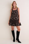 Cappuccino Yarn Dyed Check U-Neck Mini Dress