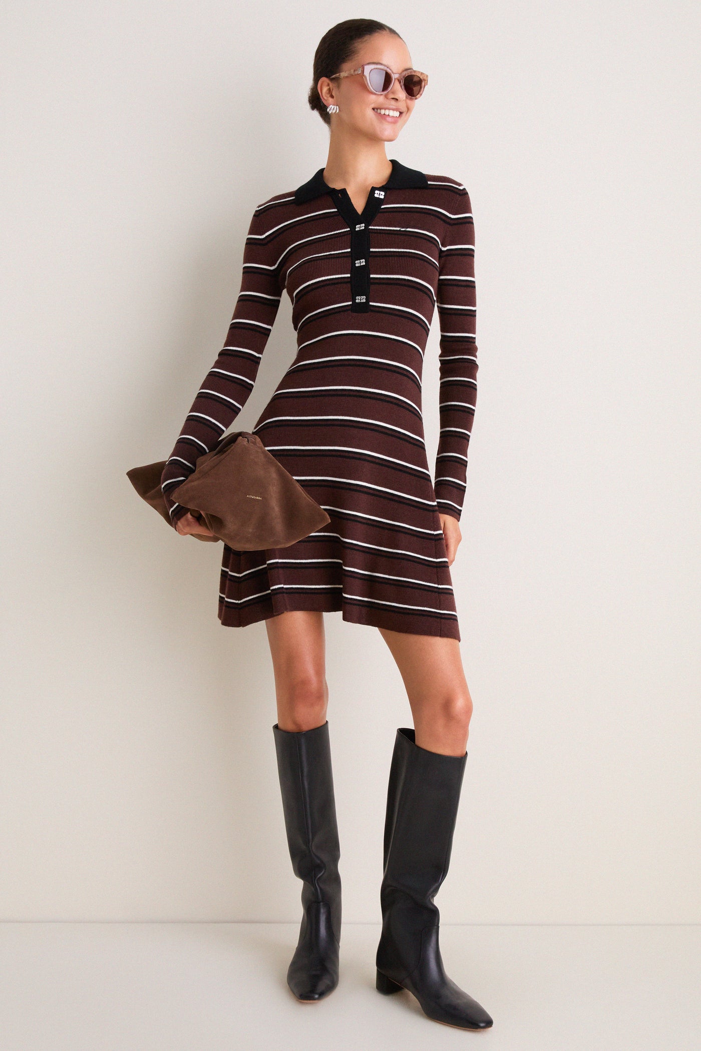 Multicolour Mini Ribbed Merino Dress