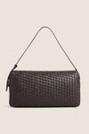 Dark Brown Large Woven Leather Trousse Bag