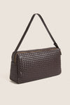 Dark Brown Large Woven Leather Trousse Bag