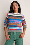 Red, Ivory and Blue Multi Stripe The Extra Crop Jumper