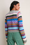 Red, Ivory and Blue Multi Stripe The Extra Crop Jumper