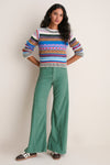 Red, Ivory and Blue Multi Stripe The Extra Crop Jumper