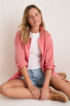 Nantucket Reds Stretch Twill Blane Boyfriend Button Down