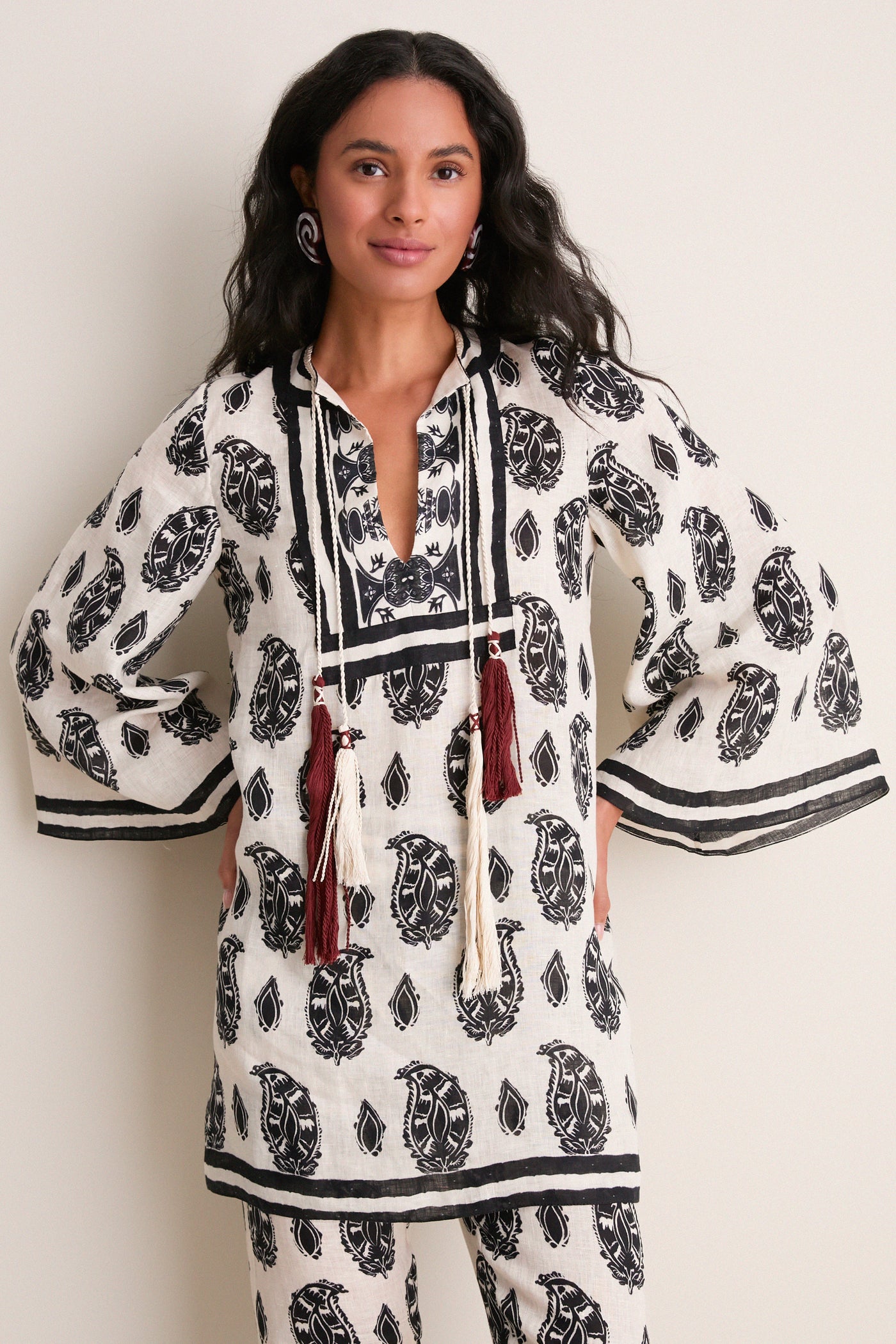 Ecru and Black Caretaker of the Jungle Tunic Dress