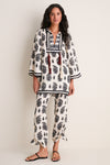 Ecru and Black Caretaker of the Jungle Tunic Dress