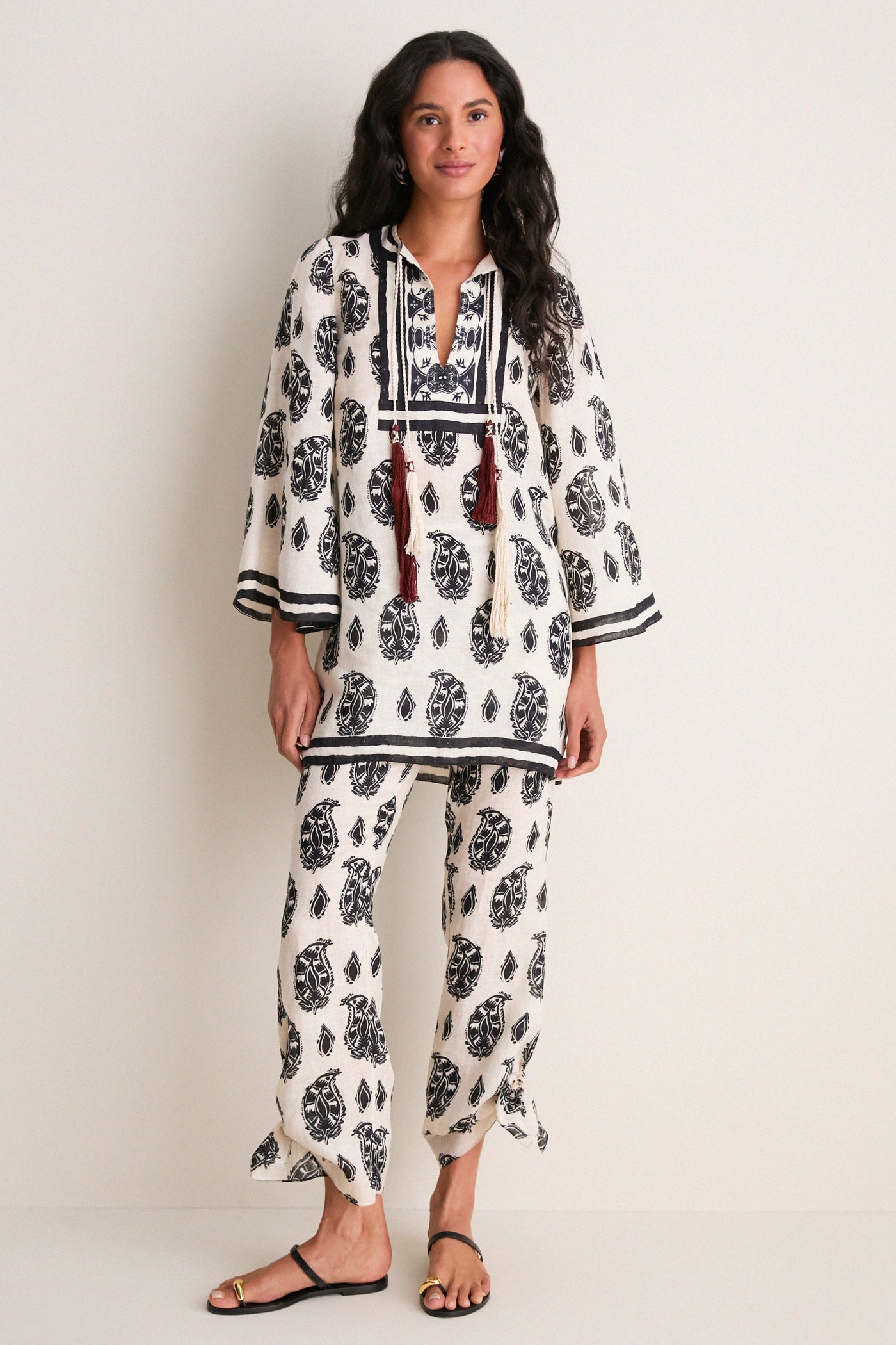 Ecru and Black Caretaker of the Jungle Tunic Dress