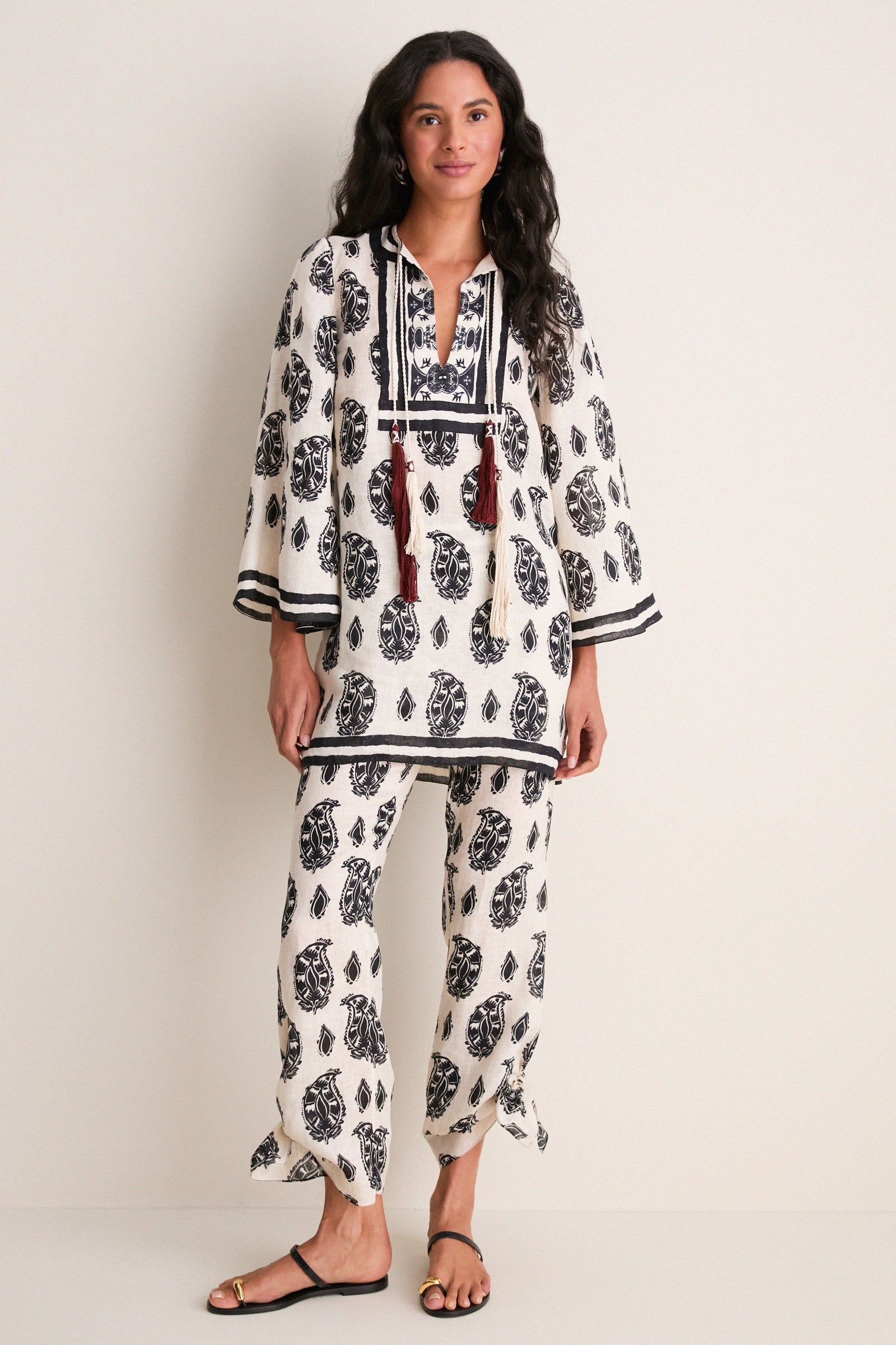 Ecru and Black Caretaker of the Jungle Tunic Dress