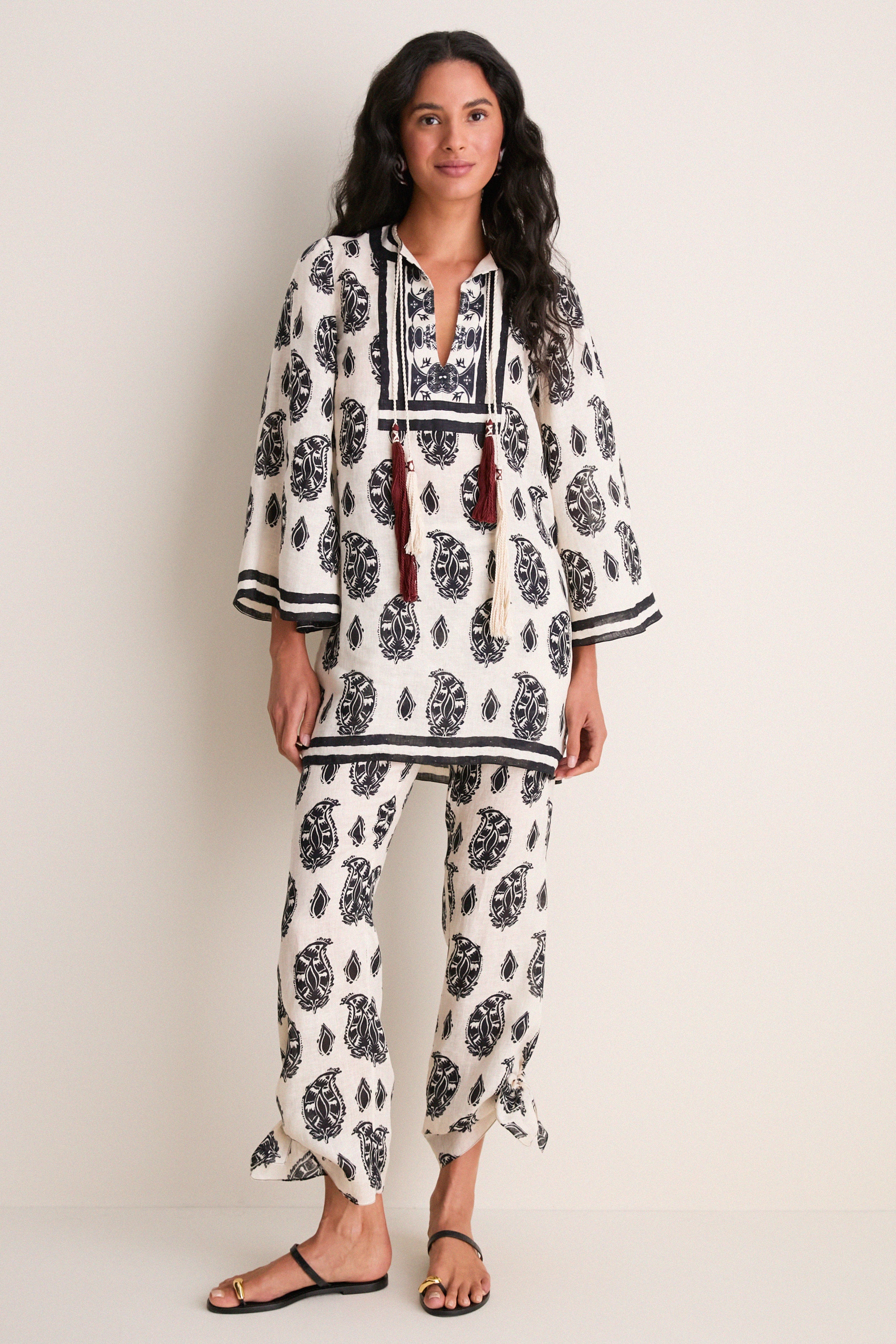 Ecru and Black Caretaker of the Jungle Tunic Dress