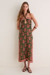 Green and Rose Desert Heart Ankle Dress