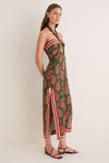 Green and Rose Desert Heart Ankle Dress