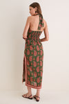 Green and Rose Desert Heart Ankle Dress