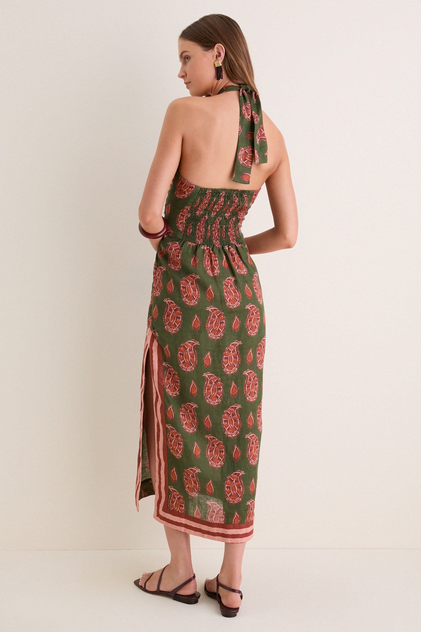 Green and Rose Desert Heart Ankle Dress