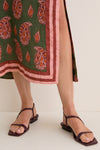 Green and Rose Desert Heart Ankle Dress