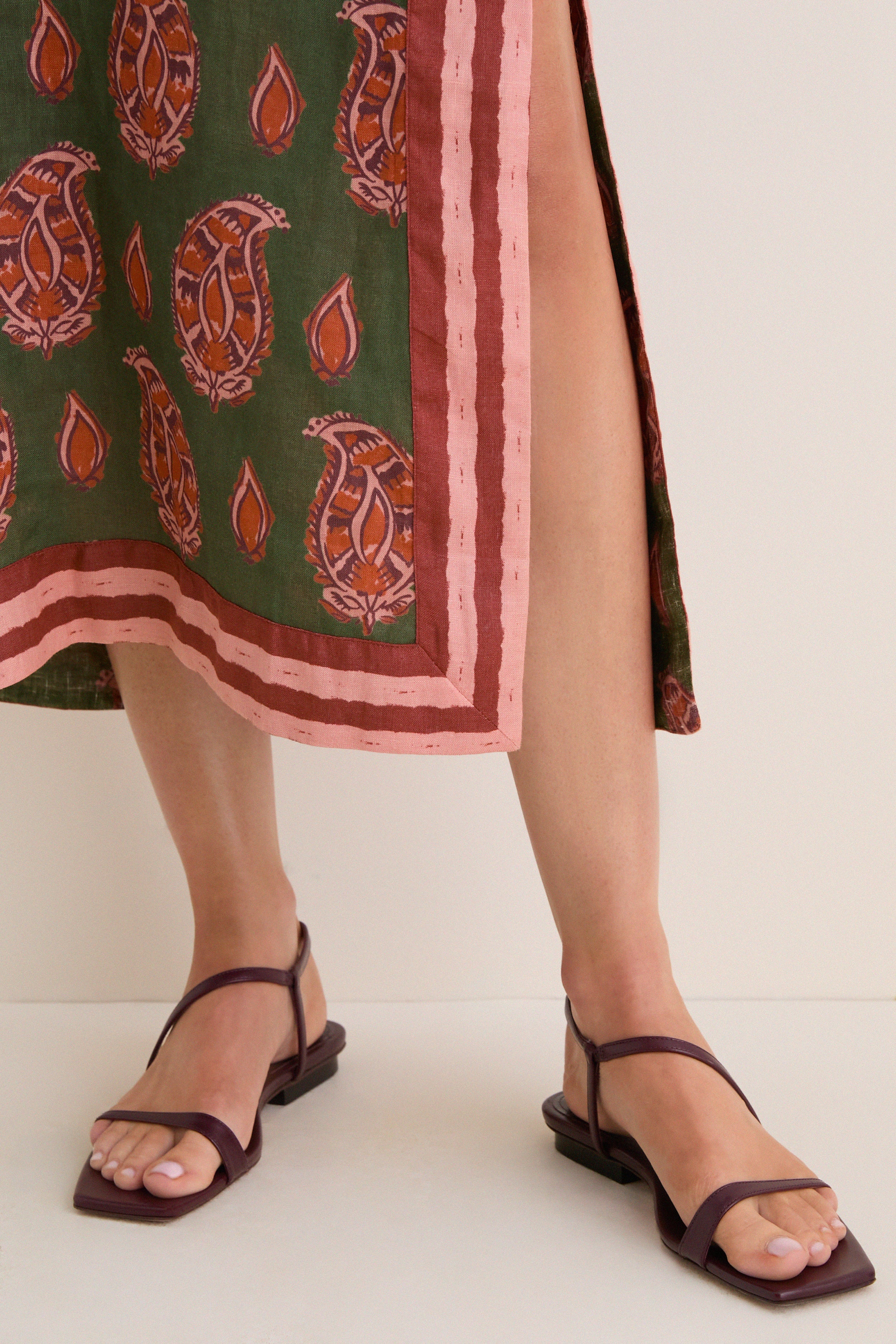 Green and Rose Desert Heart Ankle Dress