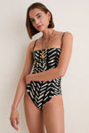 Black and Ecru Whispering Tides One Piece