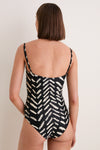 Black and Ecru Whispering Tides One Piece