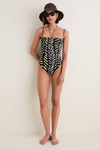 Black and Ecru Whispering Tides One Piece