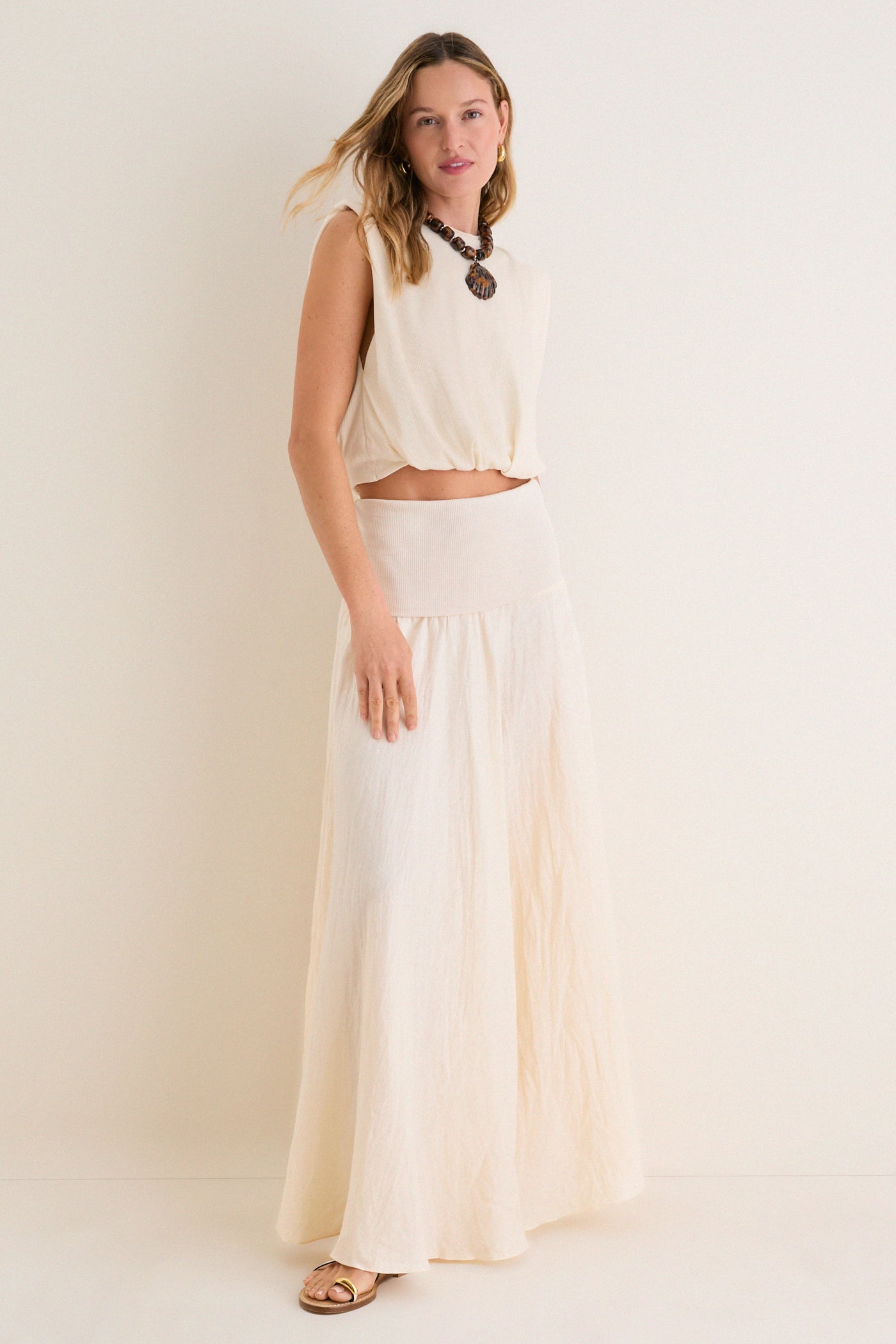 Ecru Light and Sound Ankle Skirt