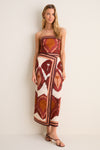 Ecru and Wine Anciente Peru Ankle Dress