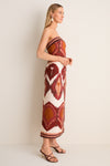 Ecru and Wine Anciente Peru Ankle Dress