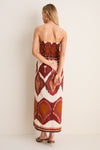 Ecru and Wine Anciente Peru Ankle Dress