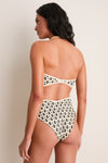 Ecru and Black Seawaters Bikini Top