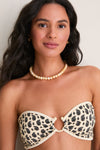 Ecru and Black Seawaters Bikini Top