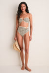 Ecru and Black Paisleys Taita Bikini Bottom