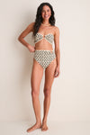 Ecru and Black Paisleys Taita Bikini Bottom