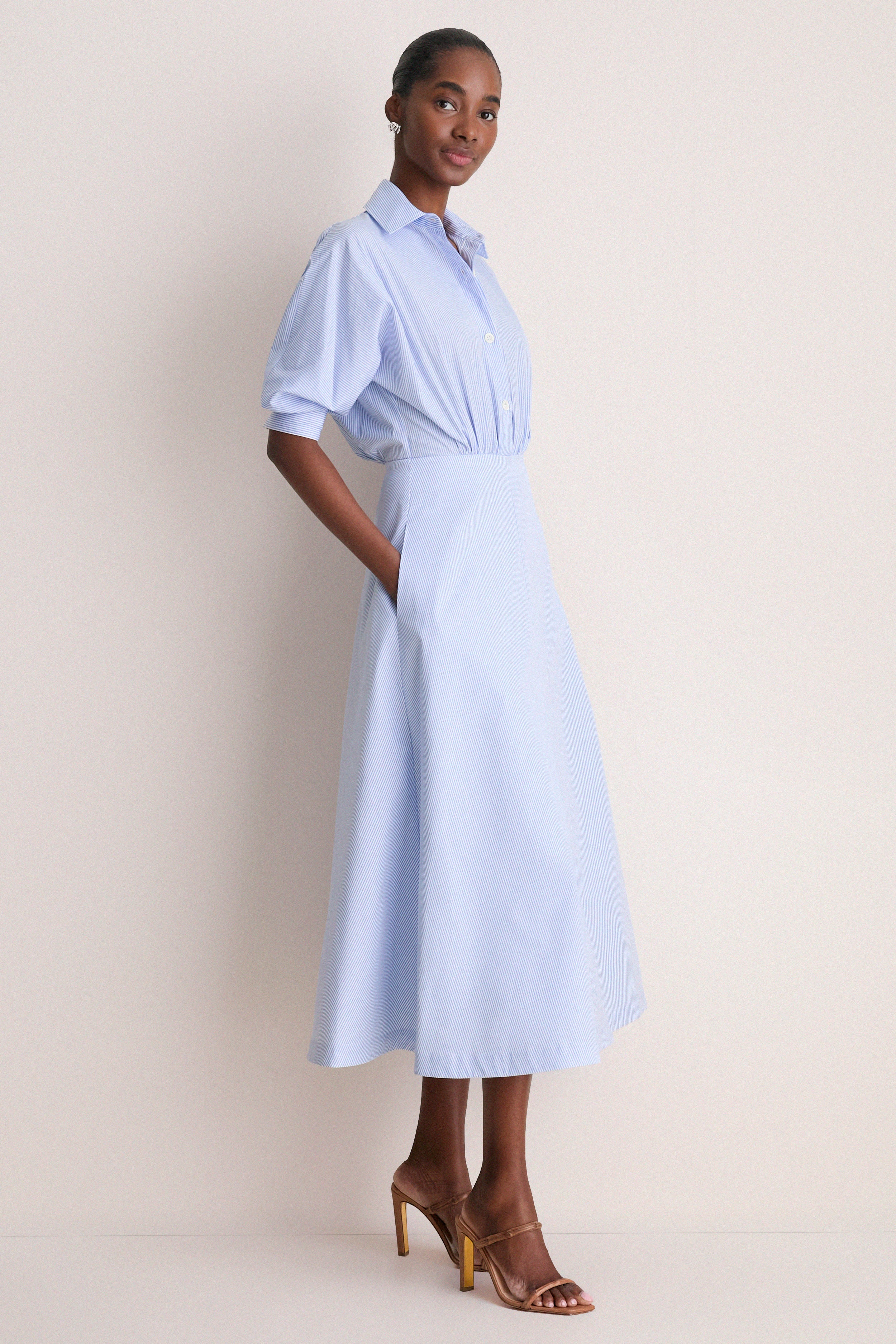 Cornflower Stripe Eleanor Midi Dress | Altuzarra