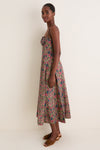 Green Berry Iris Medallion Border Maisie Dress