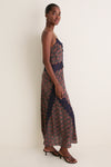 Navy and Rust Chrysanthemum Chintz Francesca Dress